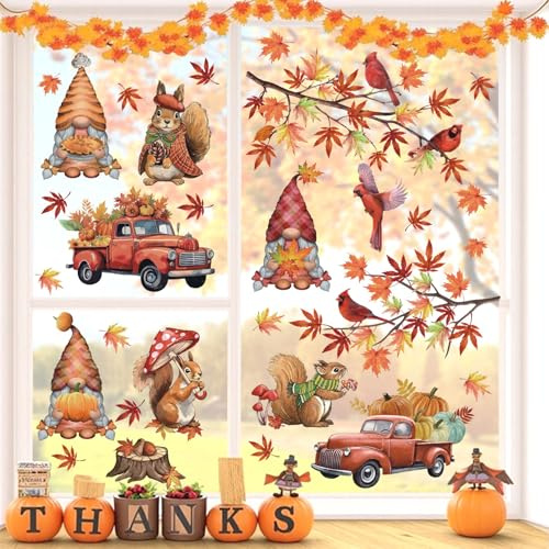 TOARTi Autumn Window Stickers Maple Leaf Harvest Double Sided Window Clings