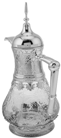 FUNOMOCYA Pichet Verre Antique Avec Couvercle Et Bec Verseur Cruche à Eau Arabe Pour Boissons Froides Jus Café Thé Accessoire Maison Élégant Style Moyen-oriental