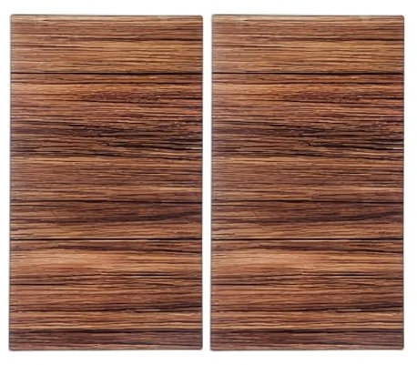 URBN-CHEF 2 Pcs Glass Stove Covers & Cutting Boards, Tempered Glass Worktop Protectors with Non-Slip Feet, Multipurpose Chopping Boards & Serving Platters, Hygienic, Heat Resistant, Anti-Scratch