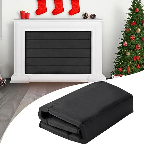 Magnetic Fireplace Blanket for Heat Loss Indoor Fireplace Covers Keep Drafts Out Stops Heat Loss Fireplace Draft Stopper with Built-in 12 Strong Magnet for Iron Fireplace Frame Fireplace Screen 32x32
