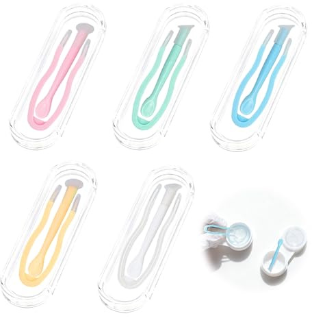 6 pinzette per lenti a contatto multicolori, con ventosa, in plastica, silicone, per rimuovere lenti a contatto, sicure, facili da usare, per viaggi e uso domestico