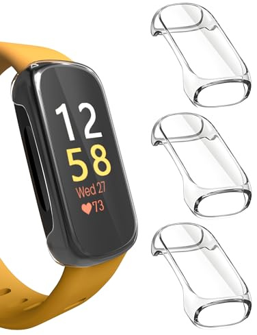 Sinoacc 3 Pack for Fitbit Inspire 3 Screen Protector Case, Soft Flexible TPU Screen Protector Full Coverage Protection Lightweight Scratch-Resistant Cover for Inspire 3 Health & Fitness Tracker, Clear