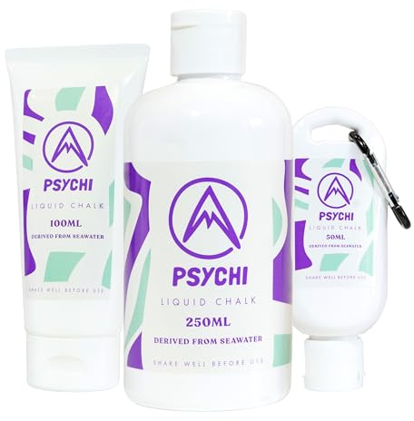 Psychi Resin-Free Liquid Chalk | Climbing, Bouldering, Weightlifting, Gymnastics and Pole Fitness, Fast-Drying Magnesium Carbonate Grip UK Made