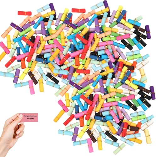 PMELCXD 200 Stück Bunte Tombola Lose zum Selber Beschriften – Leere Lose mit Metallringen – Farbige Mini-Zettel in Rot, Gelb, Blau, Grün, Pink u.v.m. – Ideal für Tombola, Events, Gewinnspiele & DIY