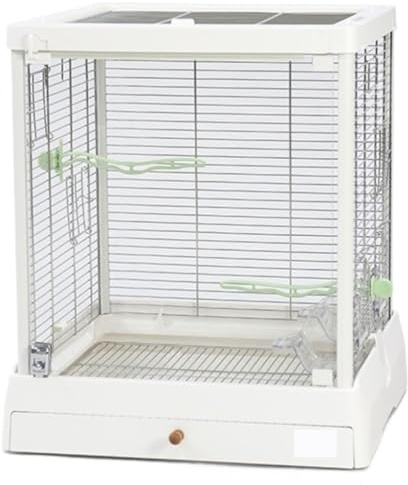 Undulatbur Fågelbur Kanariefågel Fågelbur I Metall Fågelflygburar Härdat Glas Med Bottenbricka Papegojbur För Parakiter, Dvärgpapegjor Flygbur för Fåglar(White)