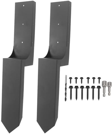Piquet de Terre d'ancrage pour Poteau de clôture, kit de piquets de réparation de Poteau de clôture en Acier Robuste pour clôtures en Bois, métal et Vinyle, antirouille,