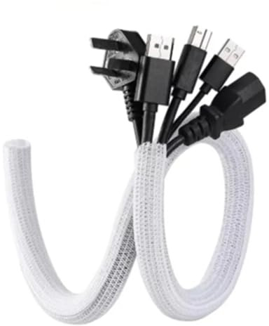 Guaina per Cavi Elettrici Flessibile,Cable Managem Manicotto telescopico for tubo for computer in nylon ignifugo crittografato nero in rete metallica elastica intrecciata PET 2M(White)