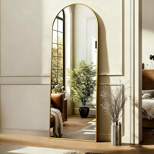 Simple Deluxe Arched Full Length Mirror, 56×15 Large Floor Mirrors, for Wall Door Bedroom Bathroom Living Room (Gold)