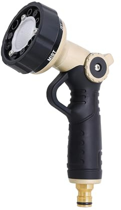 RESTMO Vollmetall-Gartenbrause, Hochdruck-Gartenspritze 5x Lebensdauer, 6 Sprühfunktionen, Abnehmbarer Sprühkopf zur Leichten Reinigung, Handbrause Garten für Bewässerung, Autowaschen