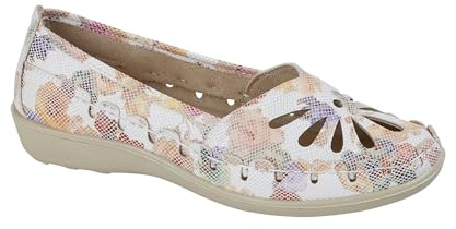 Shoe Tree Women’s Comfort Slip-On Shoes with Floral Cut-Out Design – Lightweight Cushioned Sole – Everyday Casual Flats