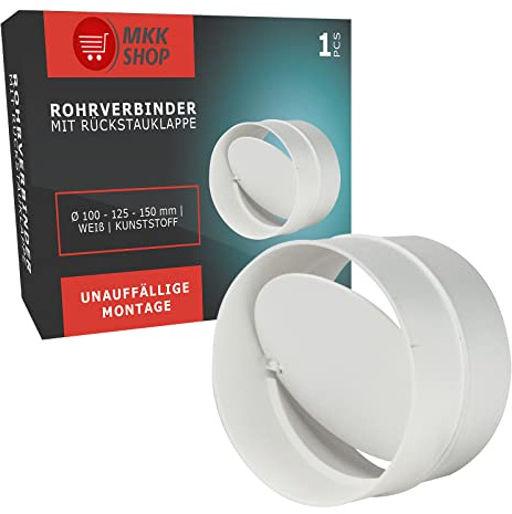 Rohrverbinder Ø 100 mm mit Rückstauklappe Lüftungsrohr Rundrohr Verbinder Ab-...