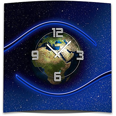 dixtime Wanduhr XXL 3D Optik Erdball 50x50 cm leises Uhrwerk GQ-013