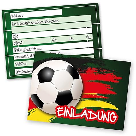 #detailverliebt 15 Fußball Einladungskarten I dv037 I DIN A6 I Einladung Set Kinder-Geburtstag zur Einschulung zum Ausfüllen für Kinder Jungen Jungs