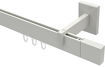 INTERDECO Innenlauf-Gardinenstange eckig 14 x 35 mm, kantige Innenlaufstange aus Metall, Weiß, zur Wandmontage, Typ 10212919, 140 cm