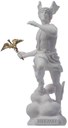 Hermes Merkur Gott Zeus Sohn Römische Statue Alabaster 17 cm
