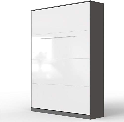SMARTBett Skåpsäng standard antracit/vit högglansfront, 140 vertikal