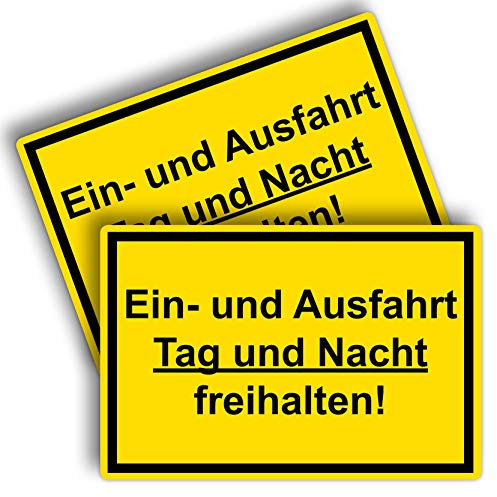 2 Stück Einfahrt und Ausfahrt freihalten Schilder 20 x 30 cm aus stabiler PVC Hartschaumplatte 3mm mit UV-Schutz von STROBO