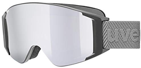 uvex g.gl 3000 TO - Skibrille für Damen und Herren - vergrößertes, beschlagfreies Sichtfeld - mit Wechselscheibe - rhino/silver-clear - one size