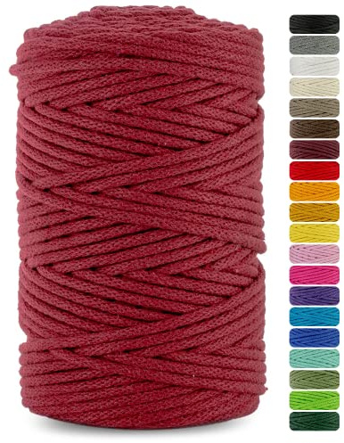 Netuno 1x Flechtkordel 5mm Bordeaux 100m für DIY-Deko & Blumenampeln | Baumwollkordel mit Naturkern · weich & hautfreundlich – für Teppiche, Körbe, Puffs & Handtaschen