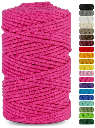 Netuno 1x Makramee Garn 3mm Fuchsia 100m zum Basteln für Traumfänger | Baumwollgarn mit Naturkern · hochwertig & vielseitig – für Körbe, Puffs, Handtaschen & Schlüsselanhänger