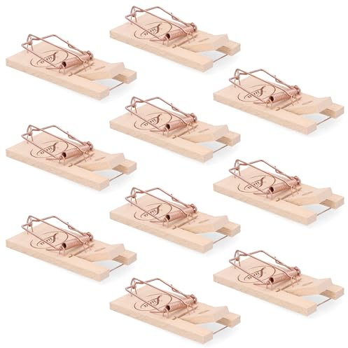 Agrarflora Mausefallen aus Holz 10er Set - Schlagfallen zur Mäusebekämpfung - Schnappfallen mit Holzwippe - hohe Schlagkraft - schnell und sicher - bewährte Falle für Mäuse - 10 Stück