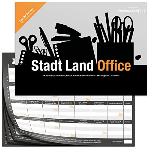 Inspiracles Stadt Land Office, Büro Gadgets - Ideales Büro büro Spielzeug und Anti Anti Stress Geschenk, Home Office Gadgets, Stadt Land Fluss DIN A4 Block, 50 Bögen für Beamte und Kollegen