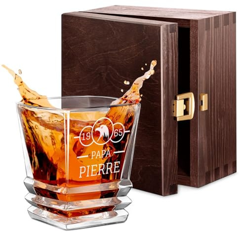 Maverton Verre à whisky pour homme, Verre gravé, Cadeau Personnalisé Homme | Géométrique pour lui, Verrerie à whisky au design unique avec personnalisation, Pour anniversaire, Aigle