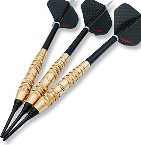 Personalisierte Dartpfeile mit Gravur zum selbst gestalten | Soft Dartpfeile mit Kunststoffspitze, Schäften und Darts Flights für Dartscheibe | 18g Dart-Set personalisiert mit Namen als Dart Geschenk