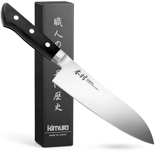 Kimura Santoku Knife, [Made in Japan], 7 inch Professional Chef Knife, Ultra Sharp High Carbon Molybdenum Stainless Steel Kitchen Knives, Chefs Knife with Ergonomic Handle - Japanese Chef's Knife