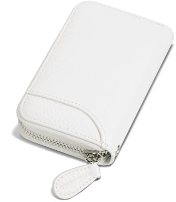 GADIEMKENSD Kreditkartenetui Kartenetui Damen RFID Schutz Leder Portemonnaie Karten Etui Herren Kreditkartenhülle Bankkarten Schutzhülle 14 Fächer Kartenetui Reißverschlussetui Geldbörse weiß