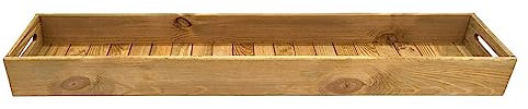 Spetebo XXL Holz Dekotablett, Rechteckig - 95 x 18 cm - Serviertablett extra lang mit Griffen - Kerzentablett Servierschale Tisch Deko Servier Kerzen Brett Weihnachten