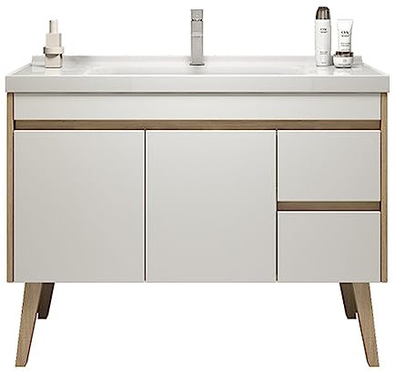 Combo per vanità lavandino bagno, stazione lavaggio bacino bagno per vanità per bagno indipendente con lavandino top mobile base, moderno mobile per bagno con doppia porte cassetto, colore legno ( Siz