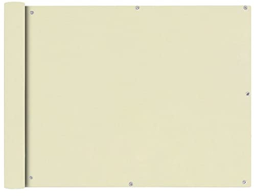 KTHLBRH Balkonsichtschutz Oxfordgewebe 90x600 cm Creme, Sichtschutz Zaun, Balkonmarkisen, Balkonsichtschutz - Privatsphäre und stilvolle Dekoration für Ihren Balkon