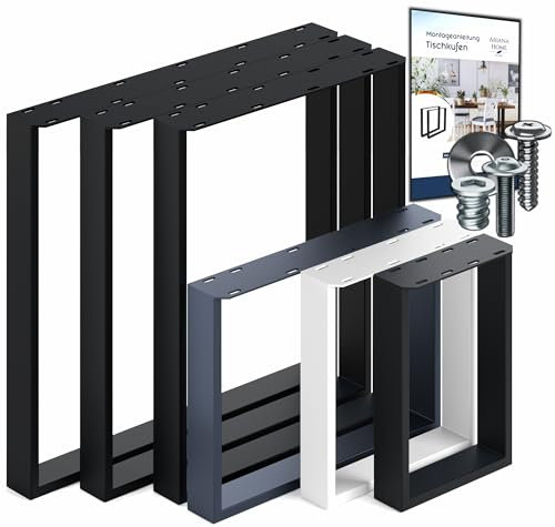 Ariana Home® - 2X Premium Stabil Tischkufen, Tischbeine, Tischgestell, Möbelfüße aus Metall, (Couchtisch, Esstisch, Schreibtisch, Wohnzimmertisch, Sitzbank & andere Möbel) - 60x40 cm Schwarz