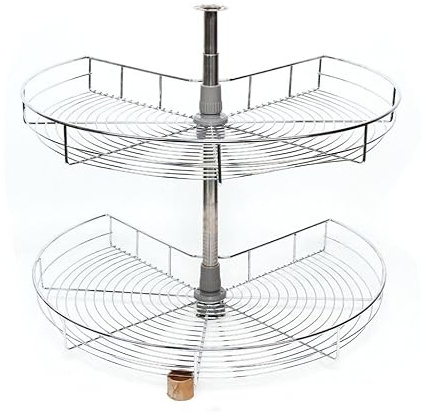 TRIEBAN Organisateur d'armoires de cuisine, étagère d'angle rotative à 2 niveaux 270°, système de rangement de tiroirs, poêle, cloison de séparation, couvercle de casserole, support de pot