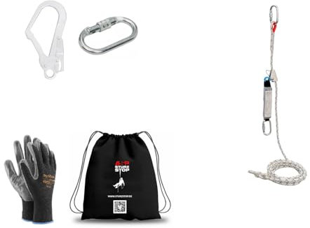 Generisch Auffanggerät mitlaufend auf 12mm Kernmantelseil, 10 m, mit Bandfalldämpfer, PSA, Höhensicherungsgerät + 2 Karabiner