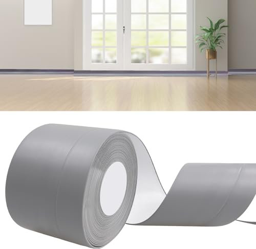 DIKARIYA Weichsockelleiste Selbstklebend Grau, 50x20mm 6 Meter Sockelleiste Selbstklebende, PVC Weichsockelleiste Flexibel Fussleisten Selbstklebend, Flexible Knickleiste für Küche Bad und Badezimmer