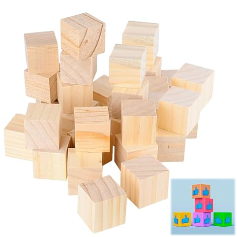 LPAMABA 500 Piezas Pequeños Cubos de Madera Cuadrados Bloques Cubo Madera para Bricolaje Rompecabezas Números Manualidades Decoración Pintar DIY Artesanía (4 * 4 * 4cm)