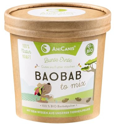 AniCanis Bio Baobabpulver für Hunde - Vitamine & Antioxidantien - 100g | Baobab Superfood, reich an Vitamin C & Ballaststoffen, Fellwechsel, Barf-Topping, ohne Zusatzstoffe