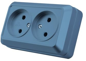 Juego de enchufes eléctricos de pared, empotrables, de interior, 250 V CA, 16 A, color azul, toma doble sin conexión a tierra, MZ-05