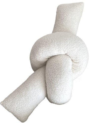 Baobiutin Plüschwurf Kissen Knoten Kissen weiche Plüsch weiß geschnitztes Langwurf Kissen knotenförmige dekorative Wurfkissen Kissen für Couchsofa Schlafzimmer, Knotenkissen, Kissen werfen Kissen