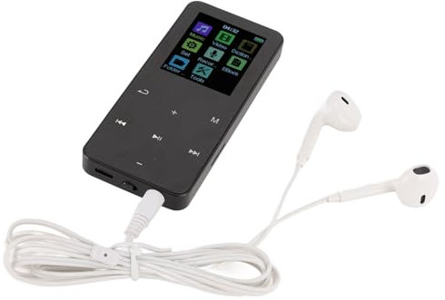 HiFi Lossless Sound MP3 Player, 2 HD Screen, 40H Battery, FM Radio, Voice Recording, E-Book, 8GB (Up to 128GB Expandable), Metal Body - Black