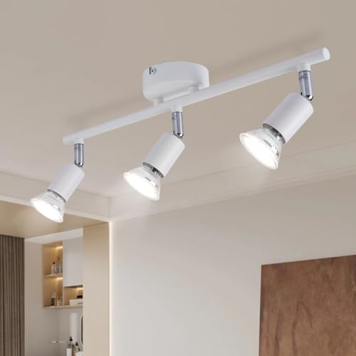 Lichtmaler LED Deckenlampe 3 Flammig Deckenspots Deckenleuchte GU10 Weiß | Deckenstrahler Schwenkbar 330°Industrial Schlafzimmerlampe Esszimmer Ohne Leuchtmittel