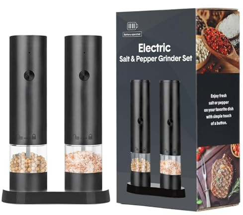 Set macinino elettrico per sale e pepe, set di macinapepe elettrico per sale e pepe,Macina pepe macinapepe ricaricabile con luce LED | Macinapepe automatico