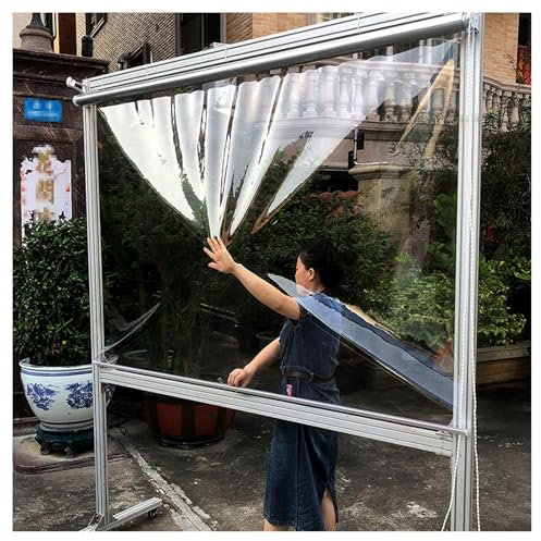 Vinyl-Rollo, transparentes Fensterrollo für regendichte Trennwände, transparenter PVC-Vorhang mit einfachen Montagebeschlägen, 115 x 250 cm
