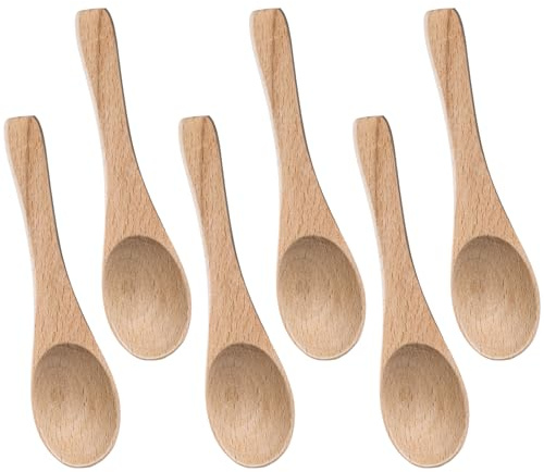 6 Stück Honiglöffel Holz Klein Holzlöffel Handgefertigter Holz Löffel Gewürzlöffel Mischen Rühren Mini Holzlöffel zum Essen Kochlöffel Suppenlöffel Wooden Spoon für Honig Kaffee Tee Zucker