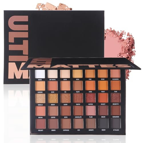 Katiluxiya 35 Colors Professional Neutral Smokey Eyeshadow Makeup Palette, Matte Shimmer Metallic Black Grey Dark Eye Shadows for Halloween, Highly Pigmented Long Lasting Waterproof Eye Shadow (A)