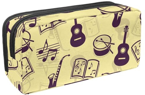 VAPOKF Trousse à crayons, trousse de papeterie pour adolescents, garçons et filles, fournitures scolaires de bureau – guitare, tambour, saxophone, livre de musique et notes, multicolore,