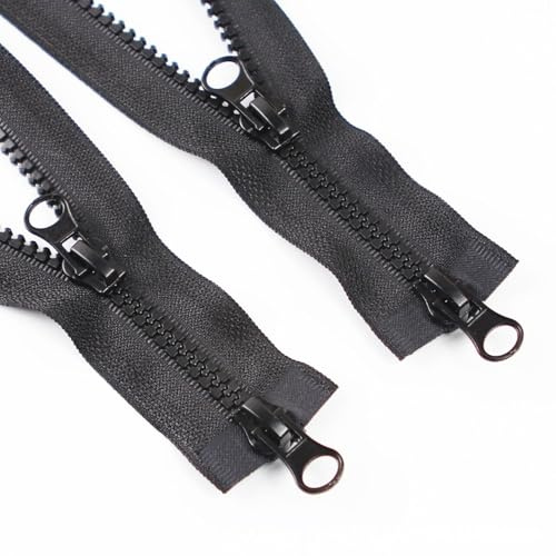 ftiemlovde 5# 2 Pack 2 Wege Reißverschluss Teilbar Jacke Schwarz 80 cm | Kunststoff Reissverschluss mit 5mm breite Zähne，Zipper Zinklegierungsschieber stabil verarbeitet, Zelte, Bettwäsche & Hosen