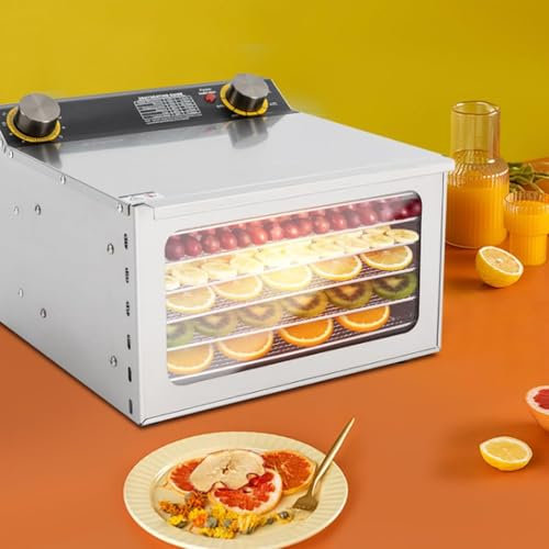 Deshidratador de alimentos, deshidratador de frutas de 400 W con temporizador digital y control de temperatura, secador de alimentos comercial con bandeja de acero inoxidable.,6Layer